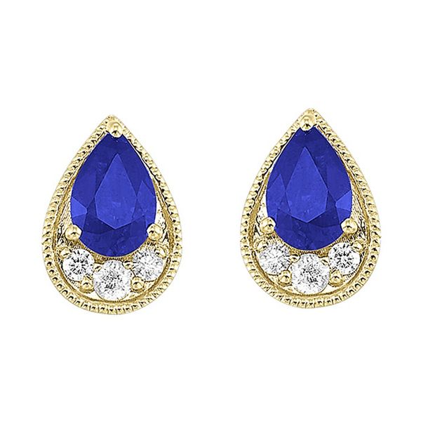 14Kt Yellow Gold Diamond 1/10Ctw & Sapphire 1Ctw Earring Windham Jewelers Windham, ME