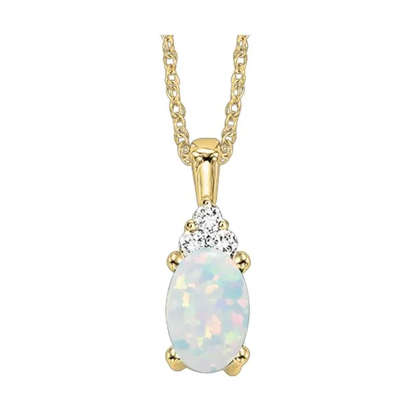 10kt gold popular opal and diamond necklace