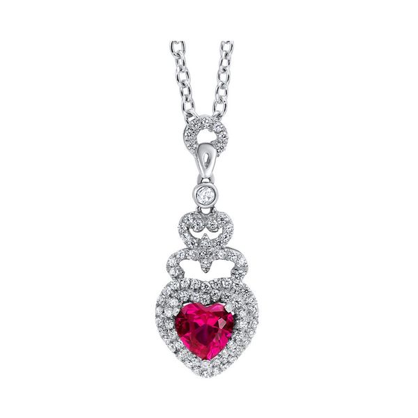 Silver Cubic Zirconia & Created-Ruby (1 Ctw) Pendant Windham Jewelers Windham, ME