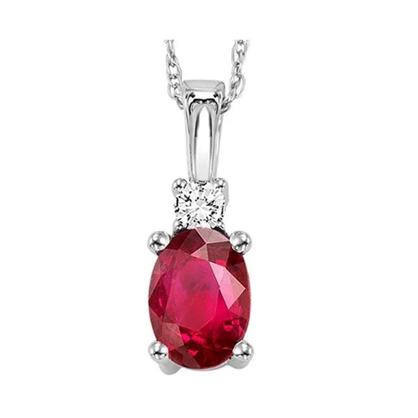 14Kt White Gold Diamond 1/20Ctw & Ruby 5/8Ctw Pendant