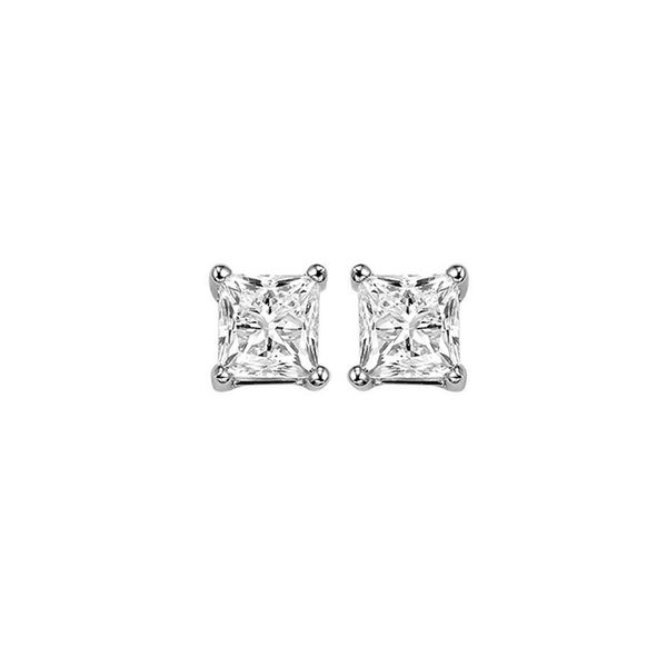 14KT White Gold & Diamond Classic Book Pricess Cut Stud Earrings  - 1/2 ctw Grayson & Co. Jewelers Iron Mountain, MI