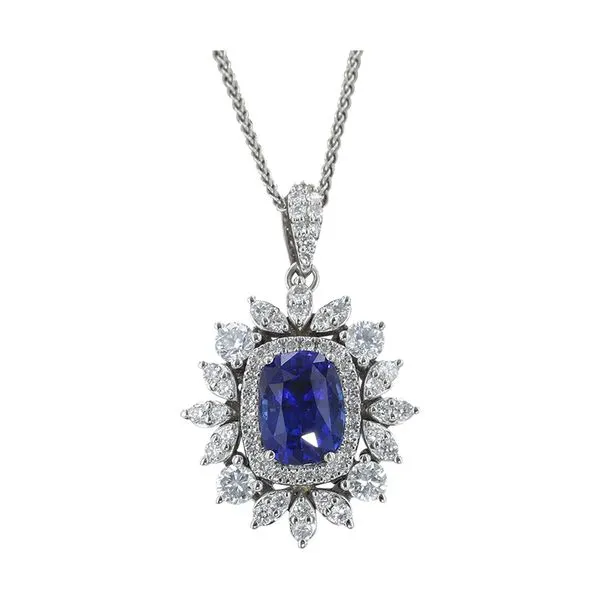 Blue Sapphire and Diamond 14kt White Gold Necklace