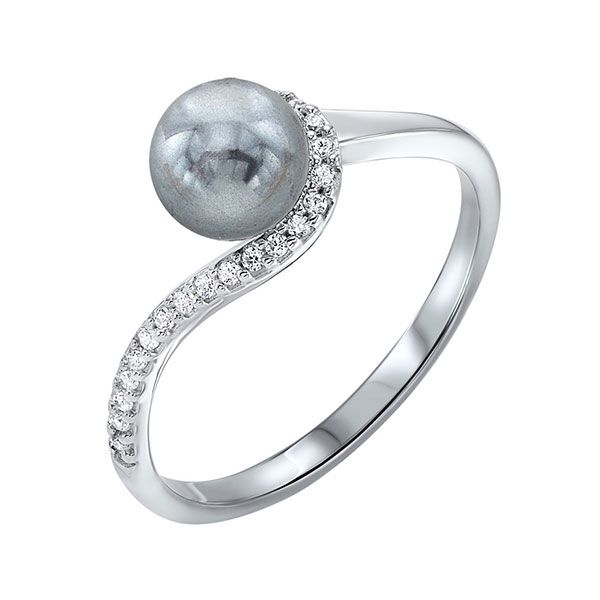 Silver Cubic Zirconia & Pearl (1 Ctw) Ring Gala Jewelers Inc. White Oak, PA