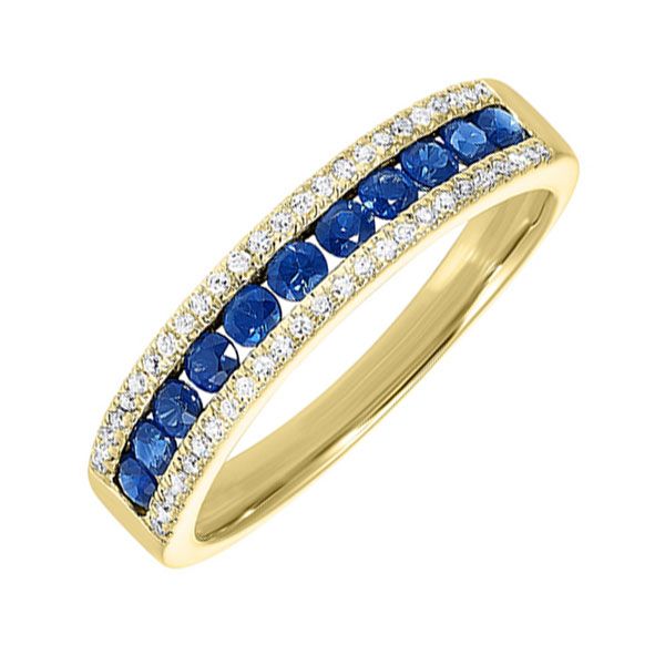 14Kt Yellow Gold Diamond 1/8Ctw & Sapphire 1/2Ctw Ring Grayson & Co. Jewelers Iron Mountain, MI