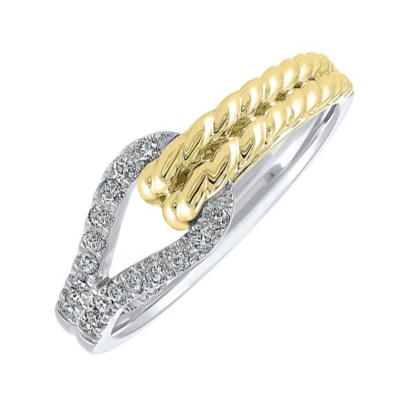 14KT White & Yellow Gold & Diamonds Love Crossing Fashion Ring  - 1/6 cts Layne's Jewelry Gonzales, LA