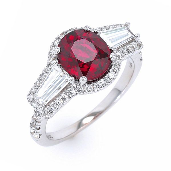 14Kt White Gold Ruby & Baguette Diamond Ring – JB Diamonds and Fine Jewelry  Inc.