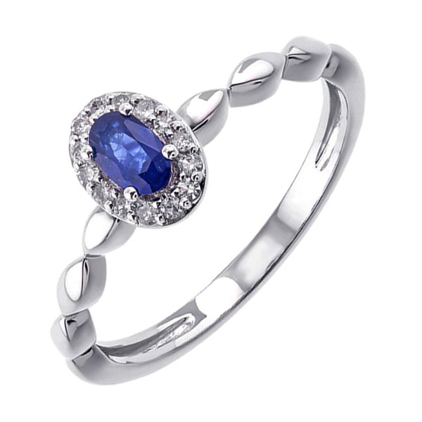 10Kt White Gold Diamond (1/12Ctw) & Sapphire (1/3Ctw) Ring Layne's Jewelry Gonzales, LA