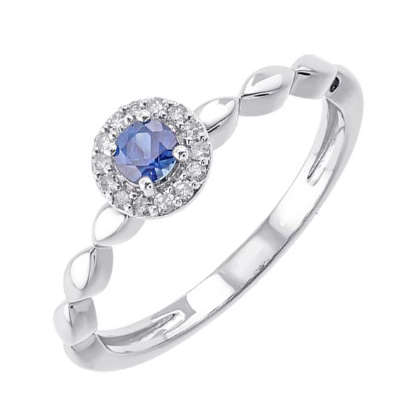 10Kt White Gold Diamond (1/12Ctw) & Sapphire (1/5Ctw) Ring Layne's Jewelry Gonzales, LA