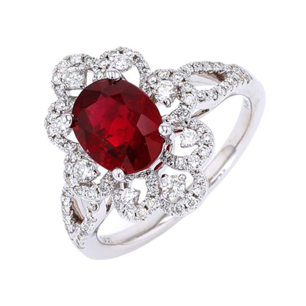 14Kt White Gold Diamond 1/2Ctw & Ruby 2 1/2Ctw Ring Grayson & Co. Jewelers Iron Mountain, MI