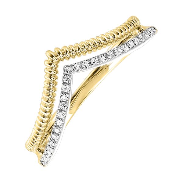 10Kt White Yellow Gold Diamond (1/10 Ctw) Ring Gaines Jewelry Flint, MI