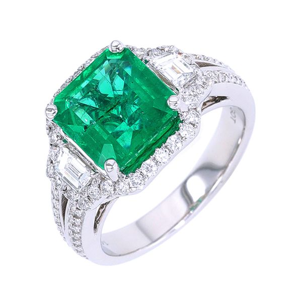 14Kt White Gold Diamond 3/4Ctw & Emerald 3 3/8Ctw Ring Puckett's Fine Jewelry Benton, KY