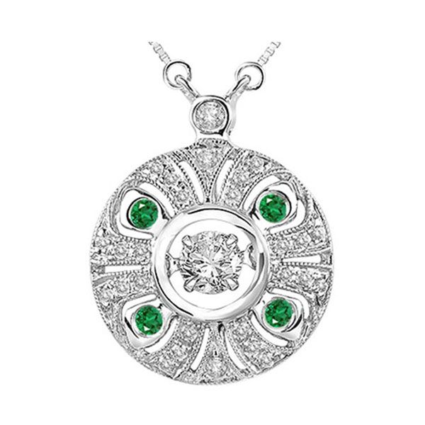 14Kt White Gold Diamond (1/4Ctw) & Emerald (1/20 Ctw) Pendant S.E. Needham Jewelers Logan, UT