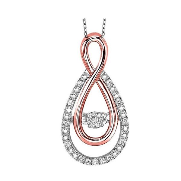 Mix Metal Rose Gold Silver Diamond (1/10 Ctw) Pendant Castle Couture Fine Jewelry Manalapan, NJ