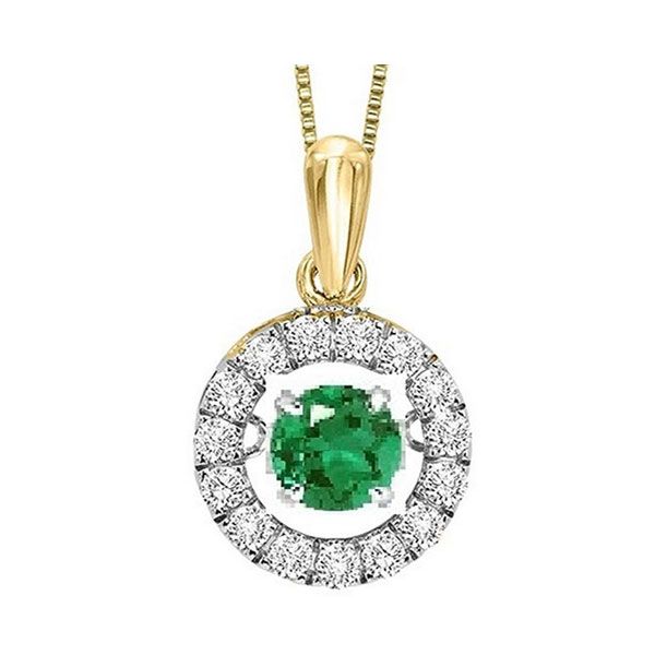 14Kt Yellow Gold Diamond (1/8Ctw) & Emerald (1/8 Ctw) Pendant Grayson & Co. Jewelers Iron Mountain, MI