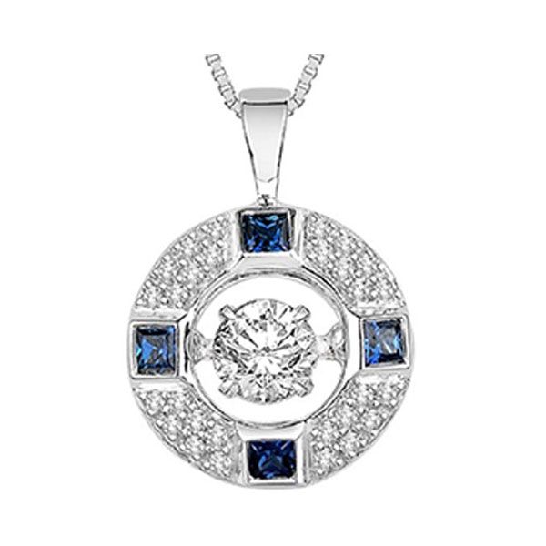 14Kt White Gold Diamond (3/8Ctw) & Sapphire (1/5 Ctw) Pendant Windham Jewelers Windham, ME