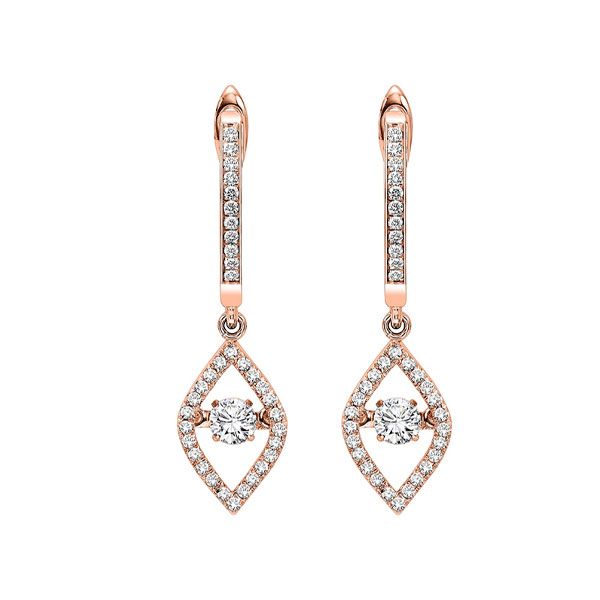14KT Pink Gold & Diamonds Rhythm Of Love Fashion Earrings  - 1/2 cts Windham Jewelers Windham, ME