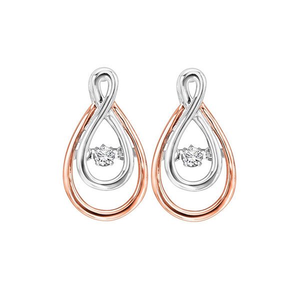 14KT White & Pink Gold & Diamonds Rhythm Of Love Fashion Earrings  - 1/8 cts Molinelli's Jewelers Pocatello, ID