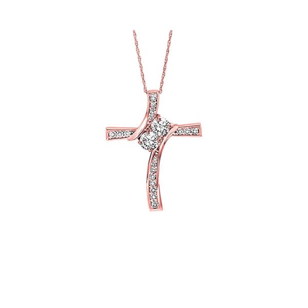 14KT Pink Gold & Diamonds Cross Pendants Neckwear Pendant  - 1/4 cts Grayson & Co. Jewelers Iron Mountain, MI