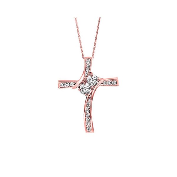 14KT Pink Gold & Diamonds Cross Pendants Neckwear Pendant  - 1/2 cts Maharaja's Fine Jewelry & Gift Panama City, FL