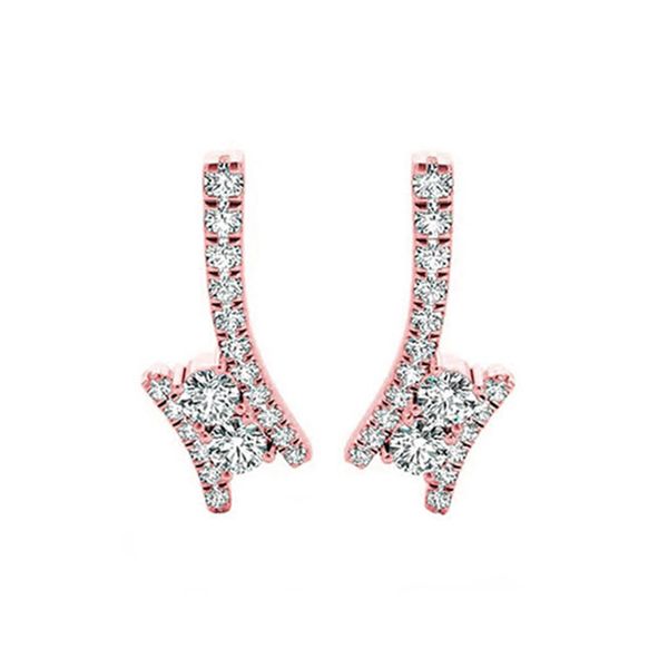 14KT Pink Gold & Diamonds Twogether Jewelery Fashion Earrings  - 5/8 cts Ware's Jewelers Bradenton, FL