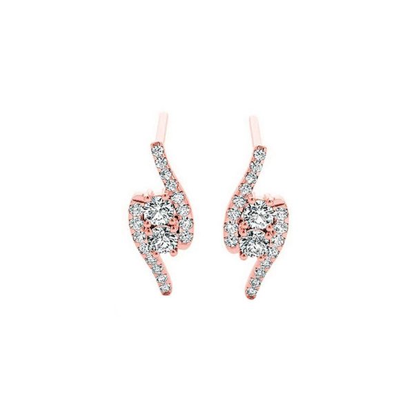 14KT Pink Gold & Diamonds Twogether Jewelery Fashion Earrings  - 1/2 cts Grayson & Co. Jewelers Iron Mountain, MI