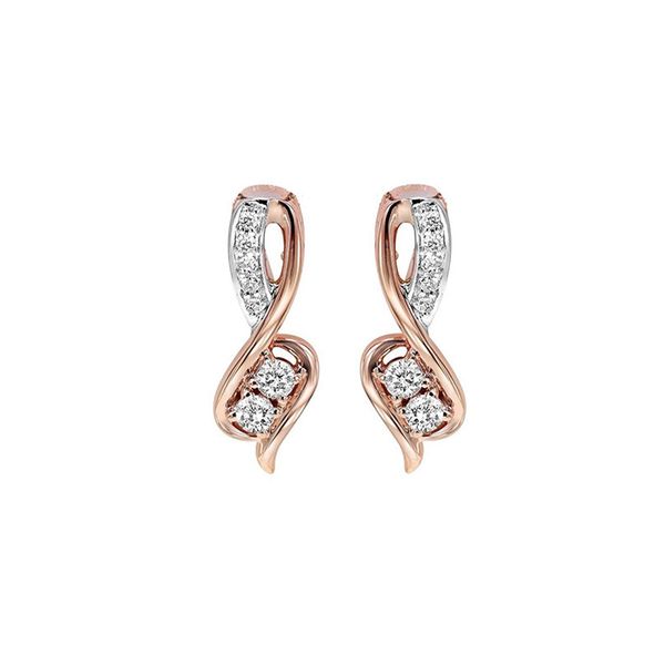 14KT White & Pink Gold & Diamonds Twogether Jewelery Fashion Earrings  - 1/2 cts Gaines Jewelry Flint, MI
