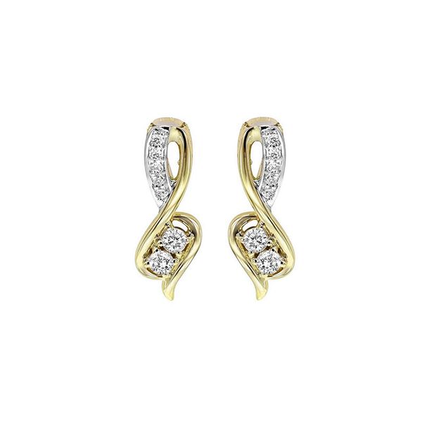 14KT White & Yellow Gold & Diamonds Twogether Jewelery Fashion Earrings  - 1/2 cts Layne's Jewelry Gonzales, LA