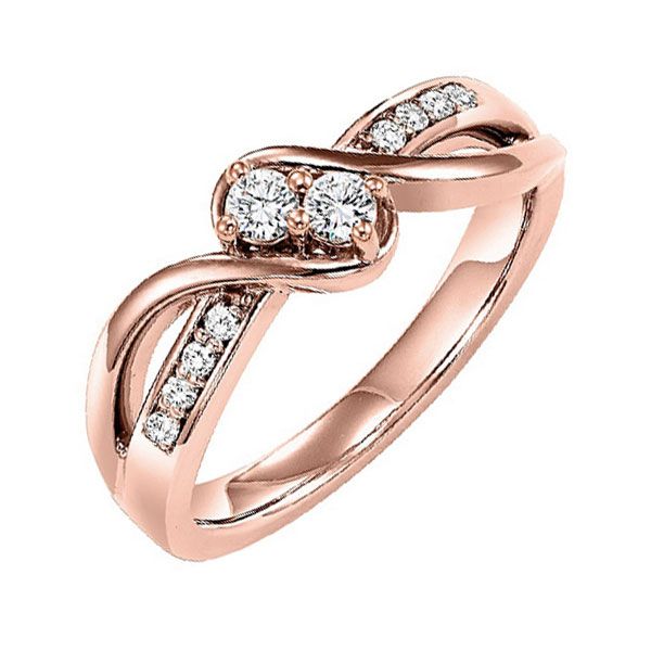 14KT Pink Gold & Diamonds Twogether Jewelery Fashion Ring  - 1/5 cts Layne's Jewelry Gonzales, LA