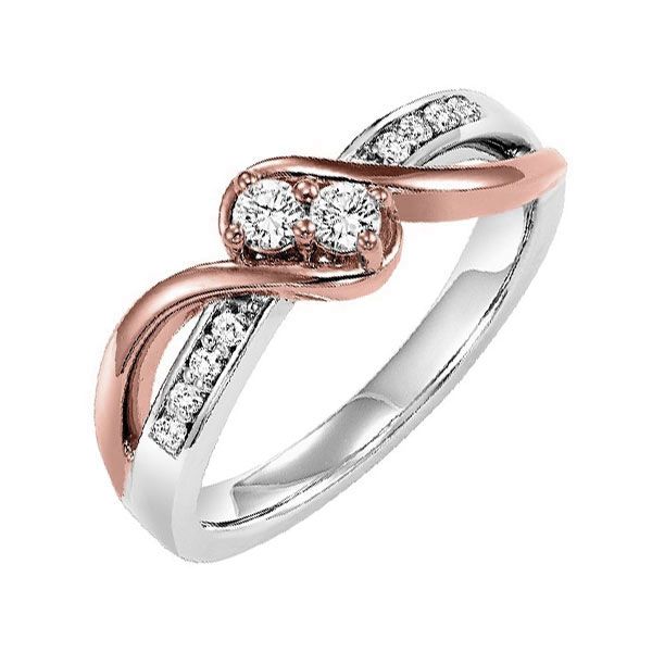 14KT White & Pink Gold & Diamonds Twogether Jewelery Fashion Ring  - 1 cts Gaines Jewelry Flint, MI