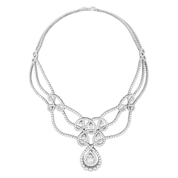 37.4 ctw. Aerial Regal Scroll Diamond Necklace in 18K White Gold Sather's Leading Jewelers Fort Collins, CO