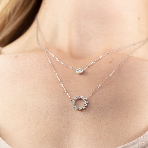 Lorelei Diamond Halo Pendant Image 3 Valentine's Fine Jewelry Dallas, PA