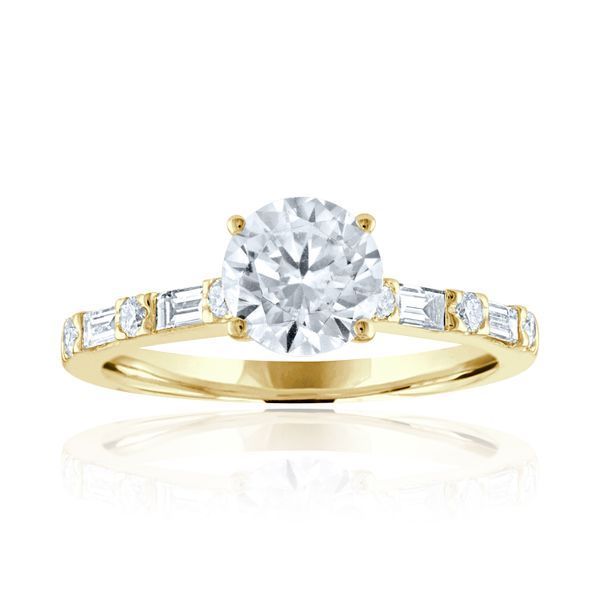 Round Diamond and Baguette Alternating Engagement Ring Javeri Jewelers Inc Frisco, TX