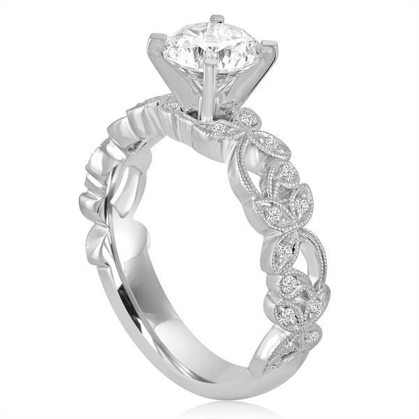 Round Diamond Pave Filigree Engagement Ring Image 2 Javeri Jewelers Inc Frisco, TX