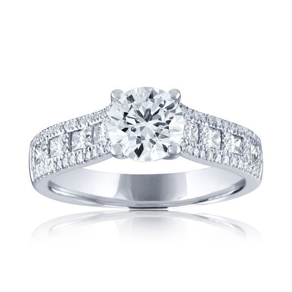 WHITE GOLD ENGAGEMENT RING SETTING WITH WIDE BAND AND CHANNEL SET DIAM -  Howard's Jewelry Center