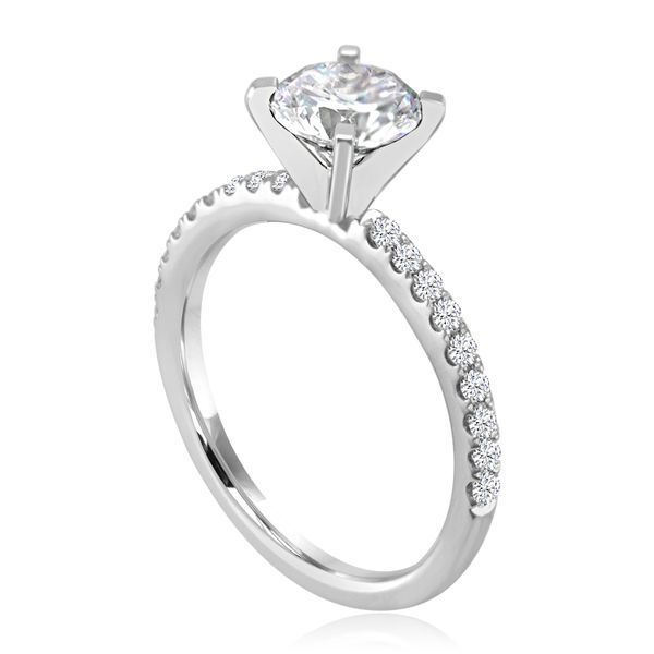 Round Diamond French Pave Engagement Ring Image 2 Javeri Jewelers Inc Frisco, TX