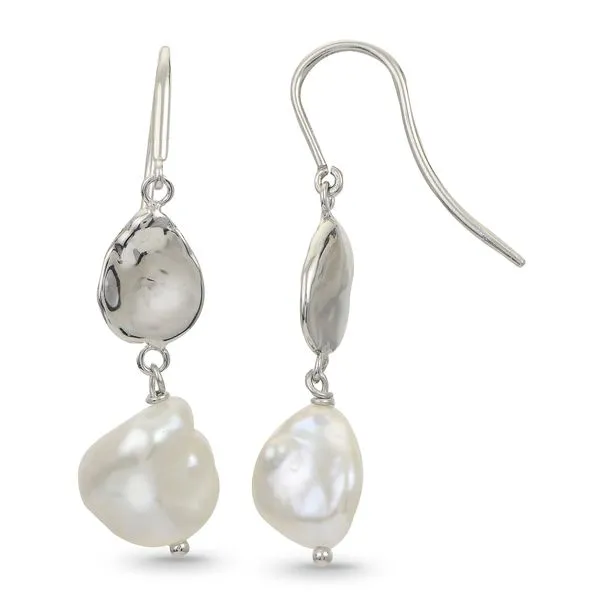 Corona Mabe Pearl Hook Earrings  Oxidised Sterling Silver  Vicki Mason