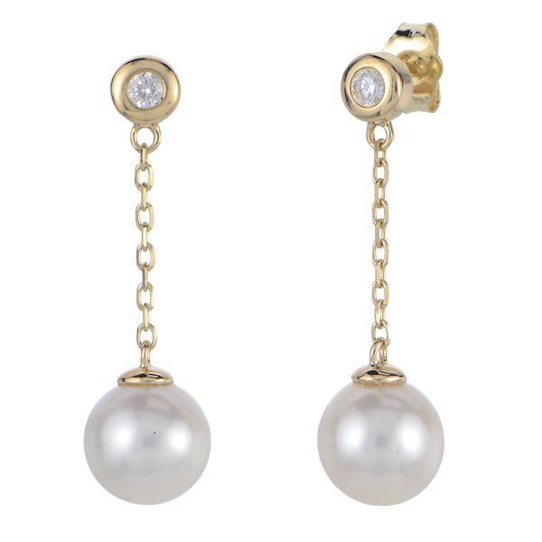 18 karat gold plated double pearl earrings with 2 gold pearls