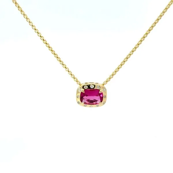 Pink Tourmaline and Diamond Pendant