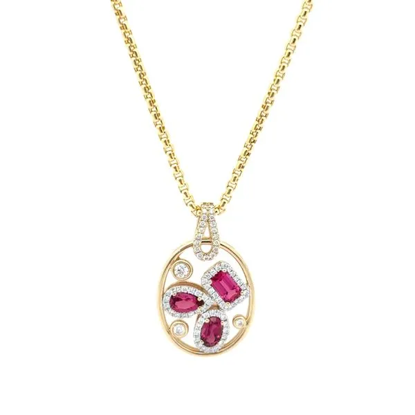 Rubalite and Diamond Pendant