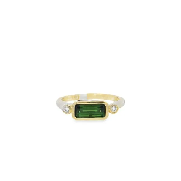Green Tourmaline and Diamond Ring