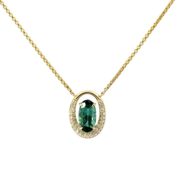 Green Tourmaline and Diamond Necklace