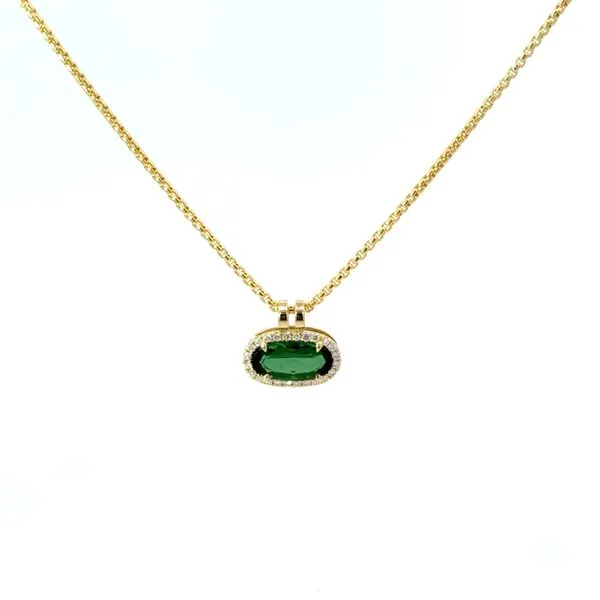Green Tourmaline and Diamond Pendant