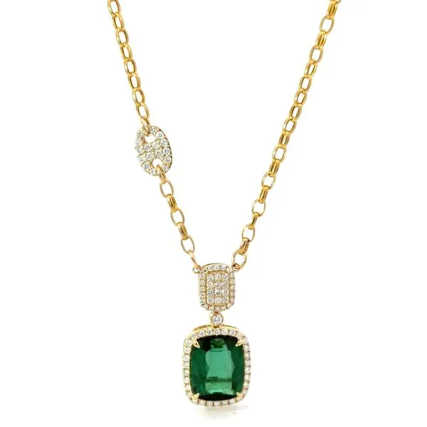 Green Tourmaline and Diamond Necklace
