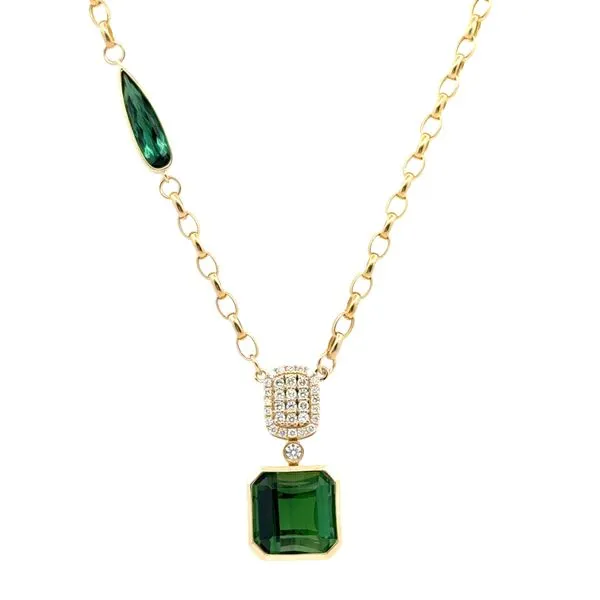 Green Tourmaline and Diamond Necklace