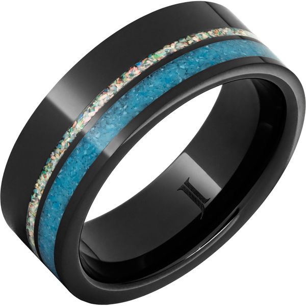 Black Diamond Ceramic™ Ring with Crushed Opal and Turquoise Inlays Arthur's Jewelry Bedford, VA