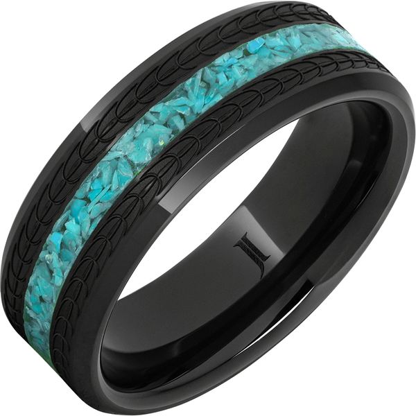 Black Diamond Ceramic ™Turquoise Ring with Eagle Feath Ellsworth