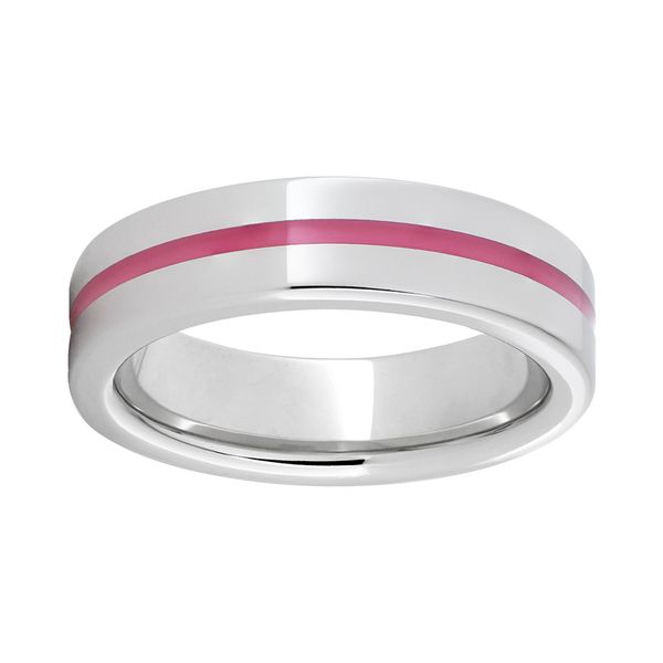 Serinium® Pipe Cut Band with Pink Enamel Inlay Michele & Company Fine Jewelers Lapeer, MI