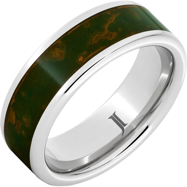 Serinium® Pipe Cut Band with Green Patina Copper Inlay Ritzi Jewelers Brookville, IN