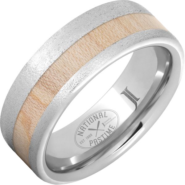 National Pastime Collection™ Serinium® Ring with Maple Vintage Baseball Bat Wood Inlay and Stone Finish Michele & Company Fine Jewelers Lapeer, MI