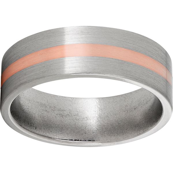 Titanium Flat Band with a 2mm 14K Rose Gold Inlay and Satin Finish Michele & Company Fine Jewelers Lapeer, MI